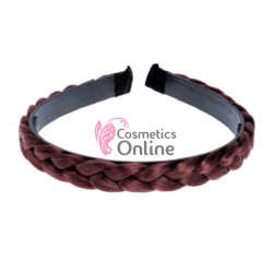 Bentita pentru par impletita spic din fibra sintetica ingusta BST015 Castaniu Mediu